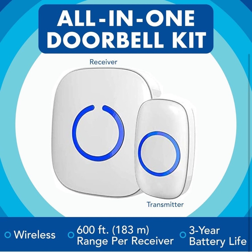 Smart Wireless Doorbell - White with Blue Highlights